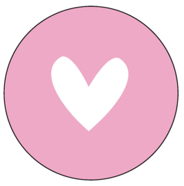 Magneet rond hart roze (10x10cm)