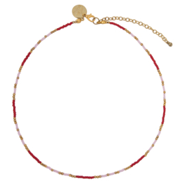 Happy Beads Necklace- Red & Pink