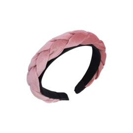 Velvet braided headband- Pink