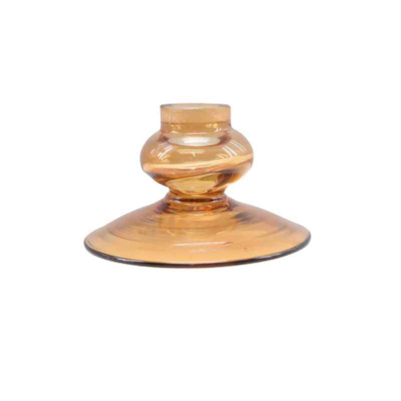 Glass candle holder small - coral
