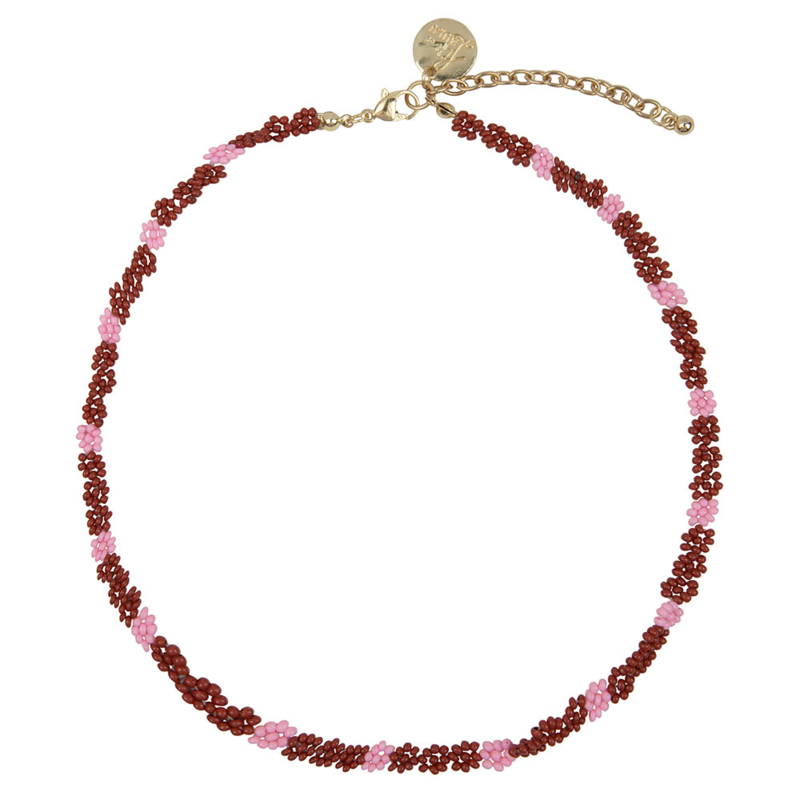 Flowers necklace light pink