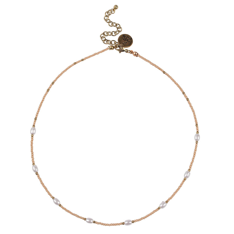 Happy Beads Necklace- Beige & Pearl