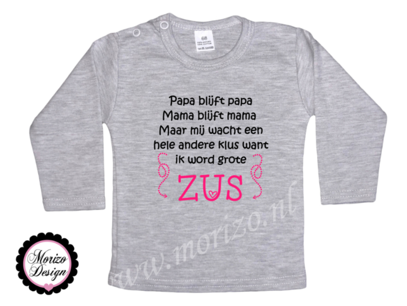 Verwonderlijk Only child big sister grote zus shirt zwangerschap (Kies de maat EW-62