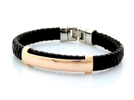 Leren armband met Goud en Staal