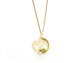 Hart hanger met groene Peridot