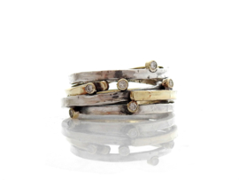 Windings ring grof zilver&goud met diamanten