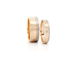 Rough Bicolor Wedding Rings