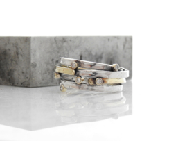 Windings ring grof zilver&goud met diamanten