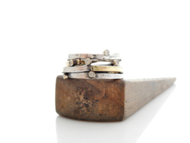 Windings ring grof zilver&goud met diamanten