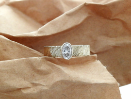 Oval Diamond 'Slashes' ring
