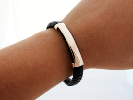 Leren armband met Goud en Staal