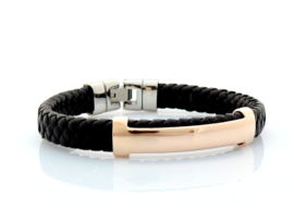 Leren armband met Goud en Staal