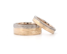 Rough Bicolor Wedding Rings
