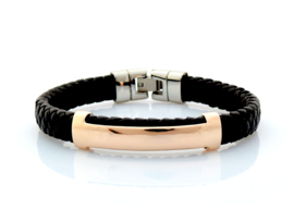 Leren armband met Goud en Staal