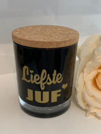 Zwarte kaars met  'LIEFSTE JUF'