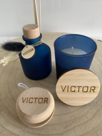 Geurkaars met houten deksel