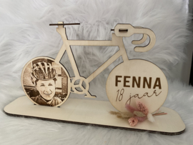 Houten fiets met tekst en/of foto