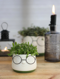 Bloempot met bril - S (groen)