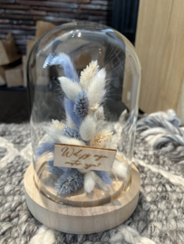 Glazen stolp met led en droogbloemen