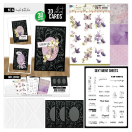 3D Velvet Cards A6- Purple Butterflies 3DVC10006