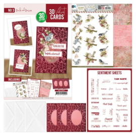 3D  Velvet Cards  - Birds and Berries  3DVC10003