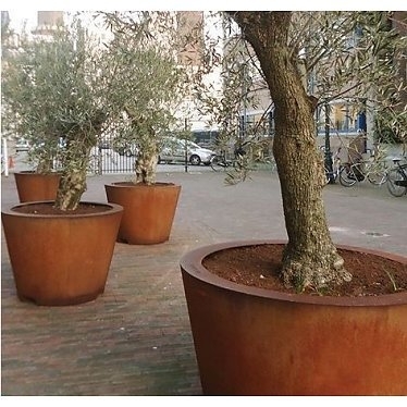 Cortenstaal plantenbak 'Cónico' x H60 cm t.b.v. palletwagen: Geen poten aanbrengen) | Cortenstaal plantenbakken rond |