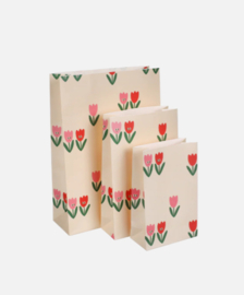 Blokbodemzakje - Tulips - kraft - per stuk (12x6x19cm)