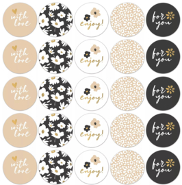 Stickers - Coeurs de Fleur - assorti - natural - per 10 stuks