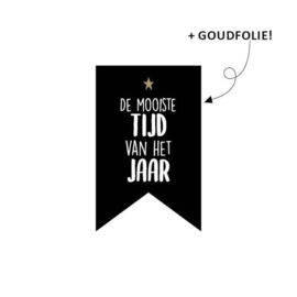 Stickers - Kerst - vaantje - De mooiste tijd van het jaar - per 10 stuks