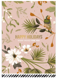 Kaart - Kerst - Vintage Christmas - roze / goudfolie