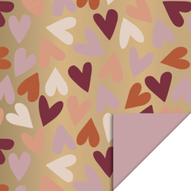 Kadozakje - Big Hearts - Gold - faded pink - per 5 stuks (12x19cm)