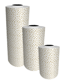 Tissue paper / Vloeipapier -101 Dots - wit / goud - op rol - 2m