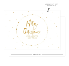Kaart - Kerst - Merry Christmas & A Happy New Year - goudfolie