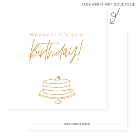 Minikaartje - Woohoo! It's your birthday! - goudfolie