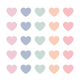 Stickers - Mini Hearts - multicolor - pastel - per 10 stuks
