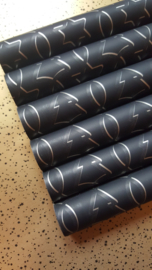 Inpakpapier - Kerst - Trees & Stars - zwart/goud - 2m | OP=OP