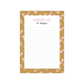 Notitieblokje - Shopping List - Hearts - A6