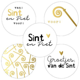 Stickers - Sint - Groetjes, van de Sint - assorti - per 10 stuks