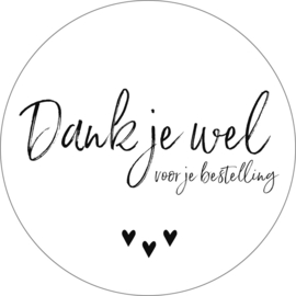 Stickers - Dank je wel voor je bestelling - XL - wit - per 10 stuks