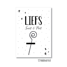 Kaart - Sint - Liefs Sint & Piet - met stafje