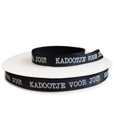 Lint - satijn - Kadootje voor jou - zwart - 15 mm - 3m