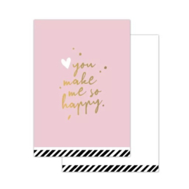 Minikaartje - Coeurs de Fleurs - You make me so happy - goudfolie