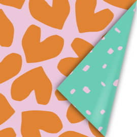 Inpakpapier - XL Solo Hearts - retro - 2m