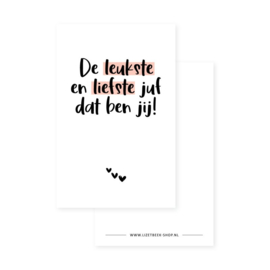 Kadokaartje - De leukste en liefste juf dat ben jij!