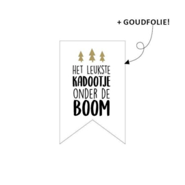 Stickers - Kerst - vaantje - Het leukste kadootje onder de boom - per 10 stuks