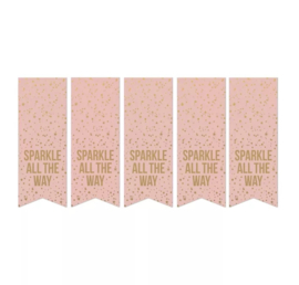 Stickers - Kerst - vaantje - Sparkle all the way - per 5 stuks