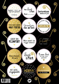 Stickers - Sint - stickervel Stafjes 15 stuks - goudfolie