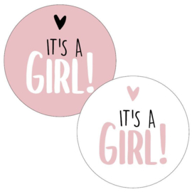 Stickers - It's a GIRL! - pink assorti - per 5 stuks