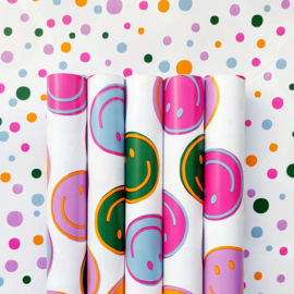 Inpakpapier - Smiley - confetti - 2m