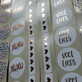 Stickers - Hearts - lang rosé-goudfolie - per 10 stuks